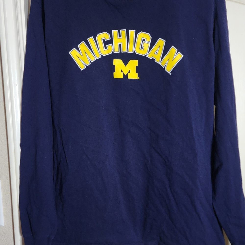 Michigan‎ Wolverines Hanes Long Sleeve T Shirt Men Size Large Blue